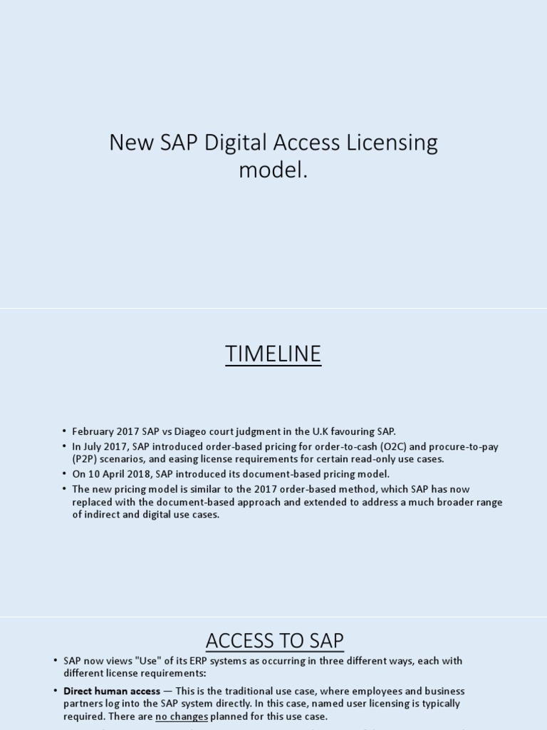 SAP Digital Access Licensing Overview | PDF | Sap Se | Internet Of Things