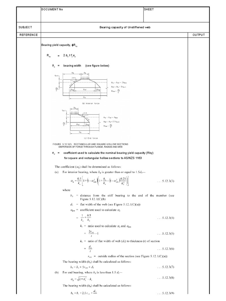 Unstiffened Web Bearing Capacity Analysis | PDF | Mechanics | Applied ...