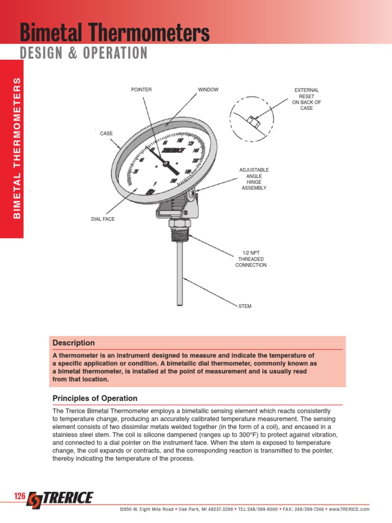 Bimetal Thermometers: Design & Operation | PDF | Thermometer | Fahrenheit