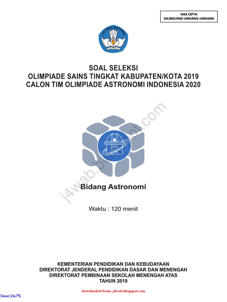 Soal Dan Kunci Jawaban Osk Astronomi Sma 2019