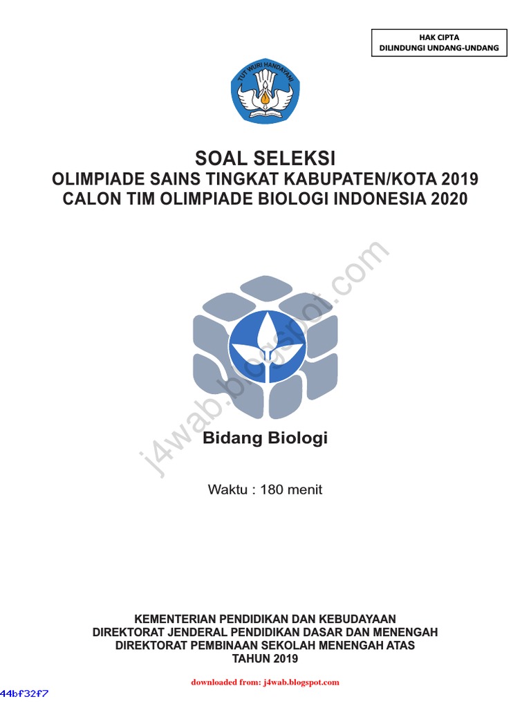 Soal Dan Kunci Jawaban Osk Biologi Sma 2019 Pdf