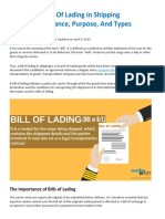 Bill of Lading in Shipping
