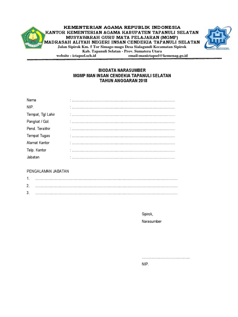 Biodata Narsum | PDF