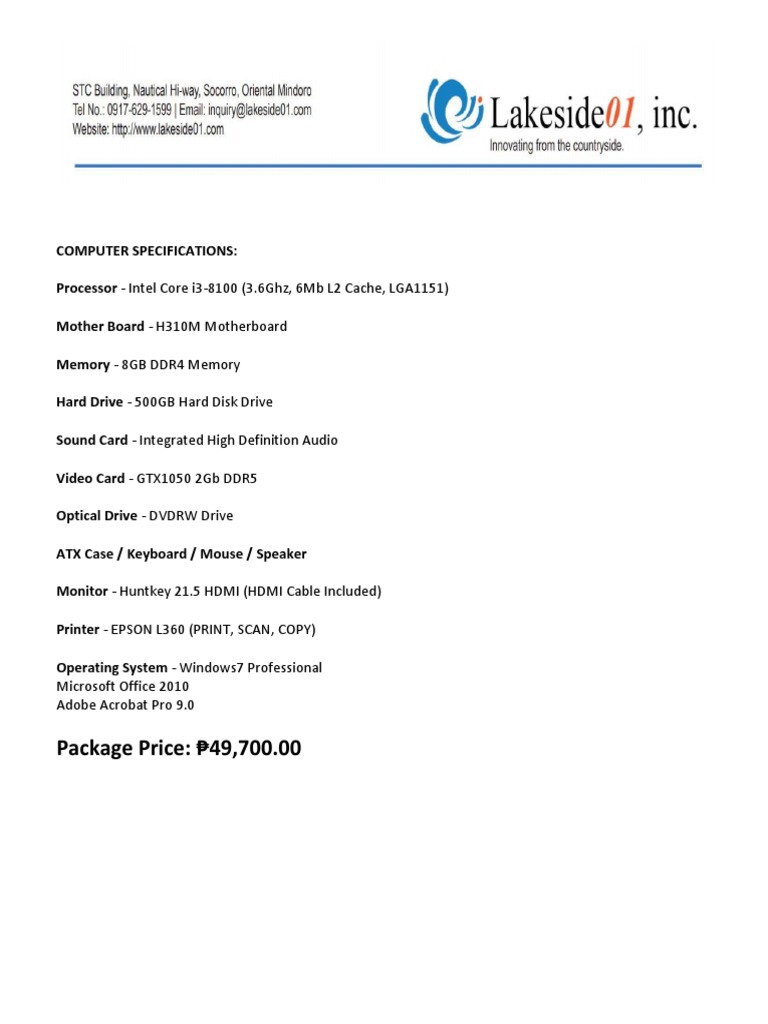 Computer Specifications | PDF
