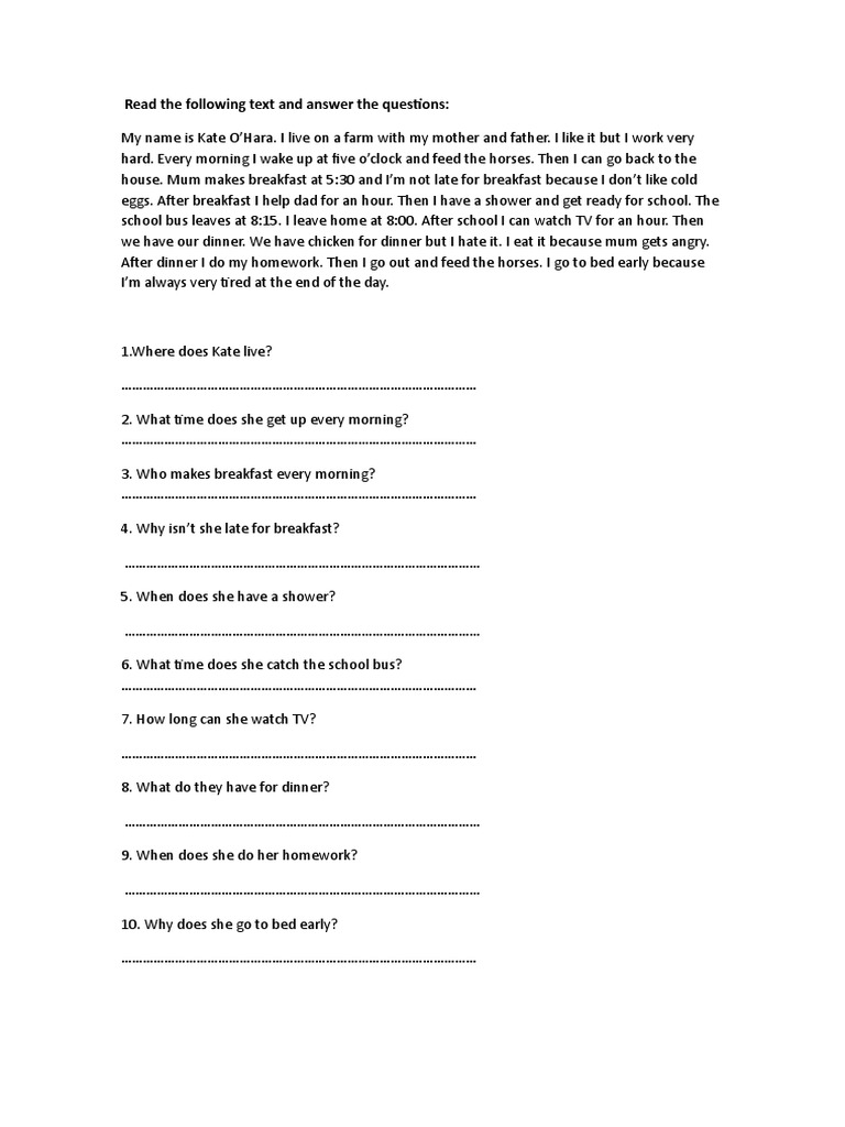 Read The Following Text and Answer The Questions | PDF