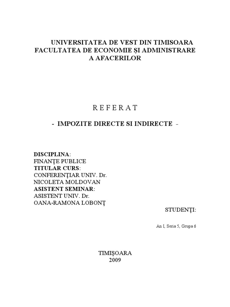 Impozite Directe Si Indirecte