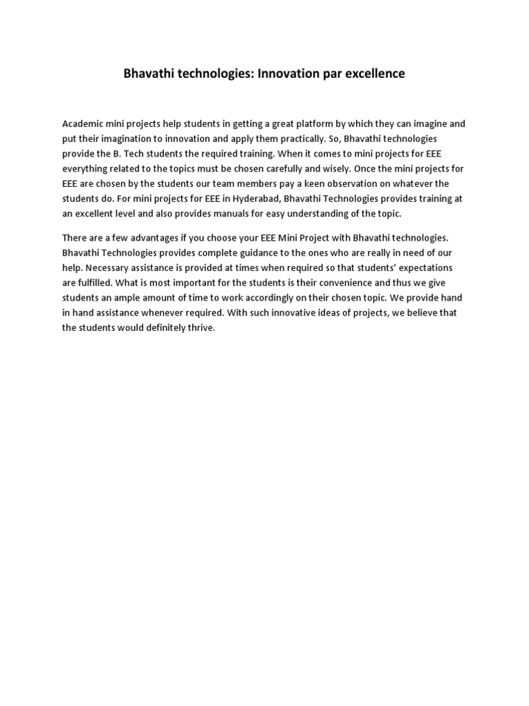 BT Mini Projects For EEE | PDF