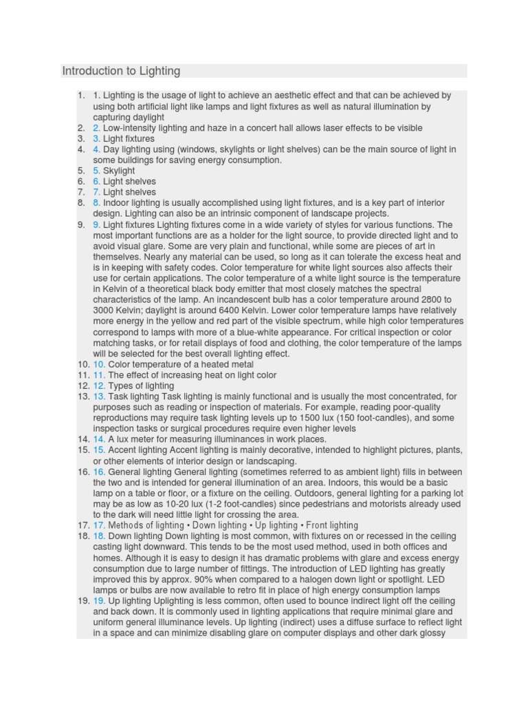 Introduction To Lighting System PDF Lighting Components