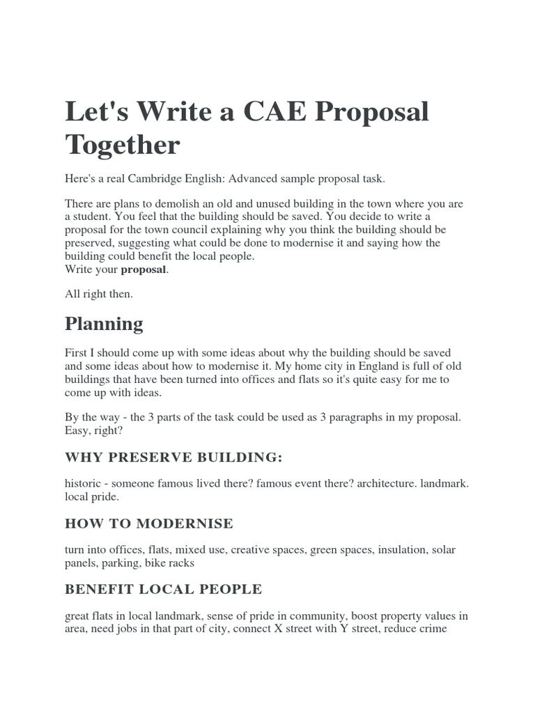 Cae Report Writing Example