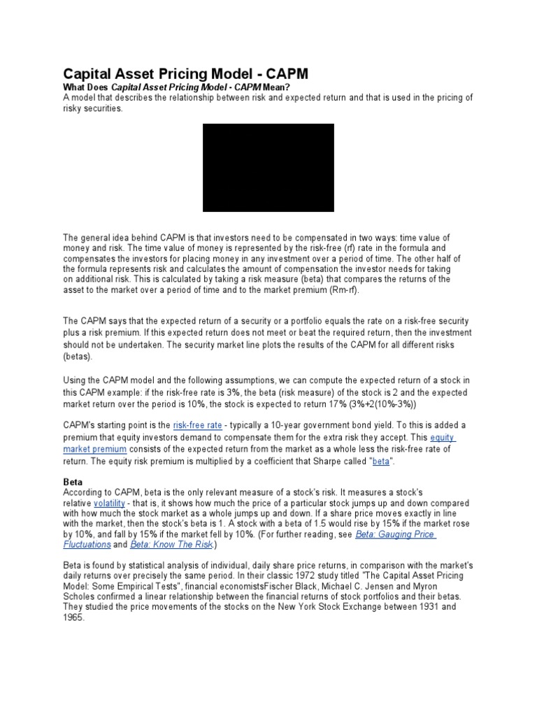 Understanding the Capital Asset Pricing Model | PDF | Financial ...