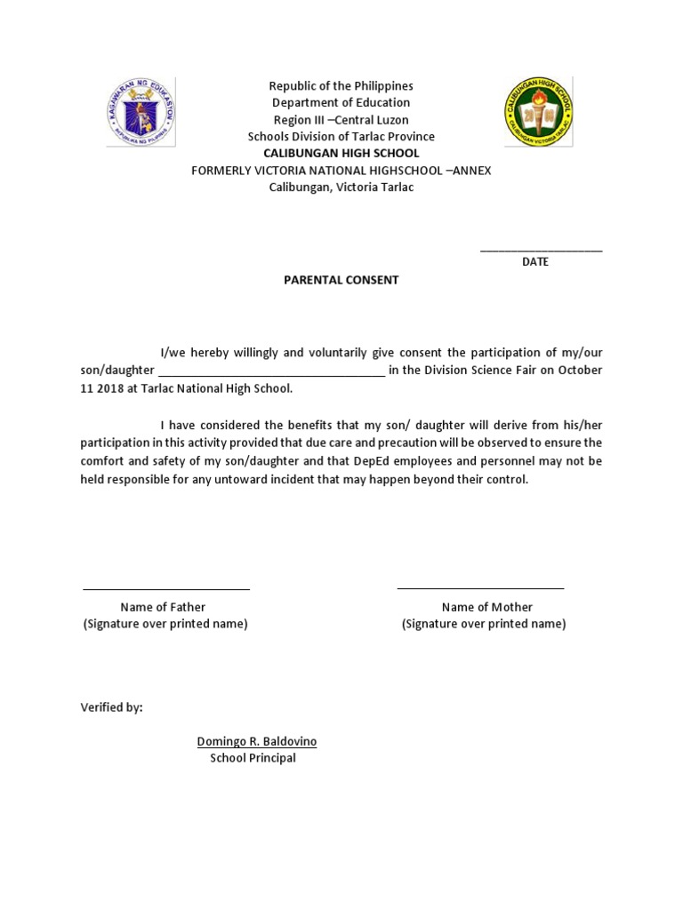 Parental Consent Science Fair | PDF
