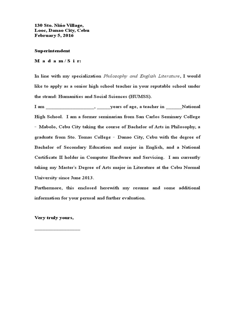 Letter of Intent For Senior High School | PDF