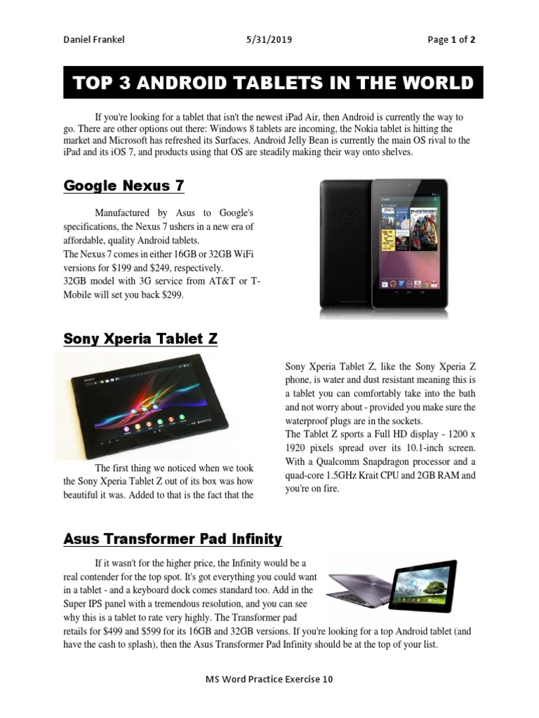 Top Android Tablets of 2019 | PDF | Tablet Computer | Android ...