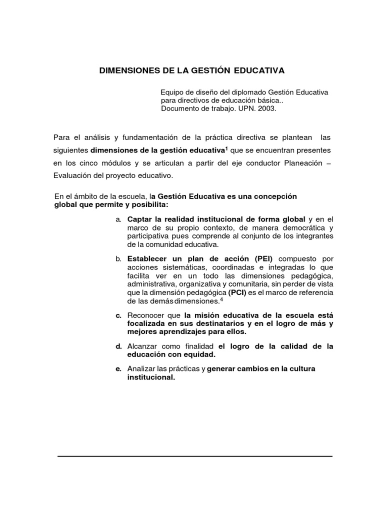 Dimensiones de la Gestión Educativa | PDF | Maestros | Evaluación