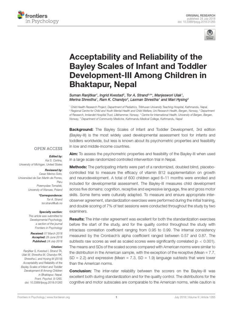 The Bayley Scales of Infant | PDF | Cronbach's Alpha | Internal Consistency