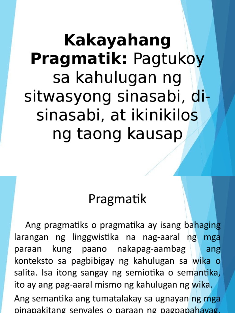 Kakayahang Pragmatik Pdf