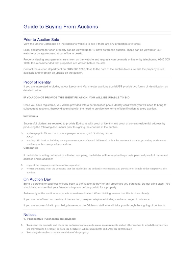 Auction Buying Guide: Eddisons Insights | PDF | Identity Document | Auction