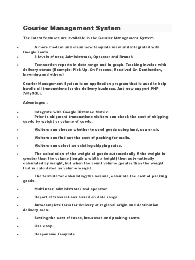 Courier Management System | PDF