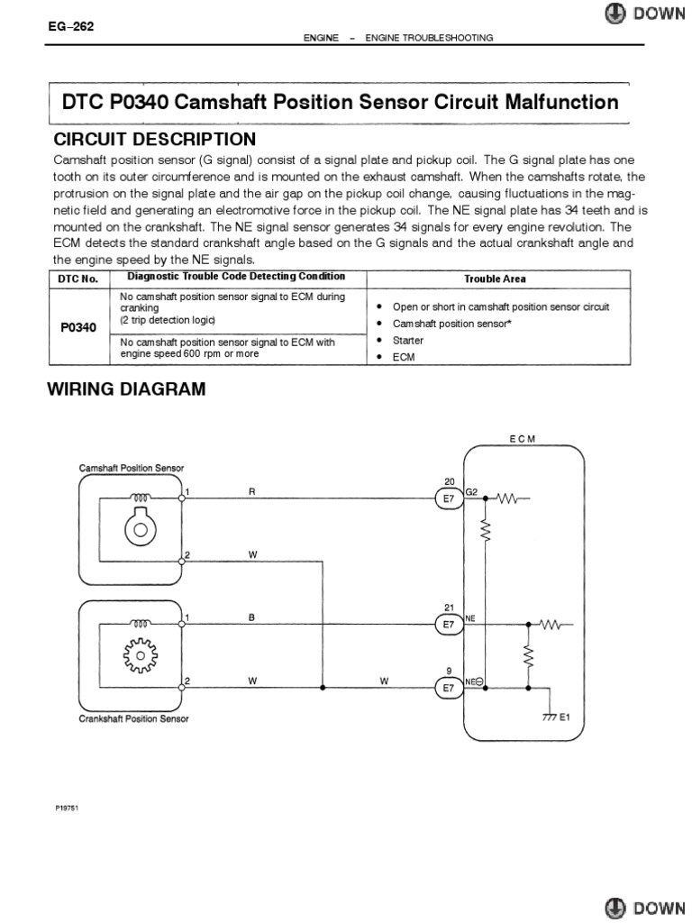 DTC P0340 Camshaft Position Sensor Circuit Malfunction PDF