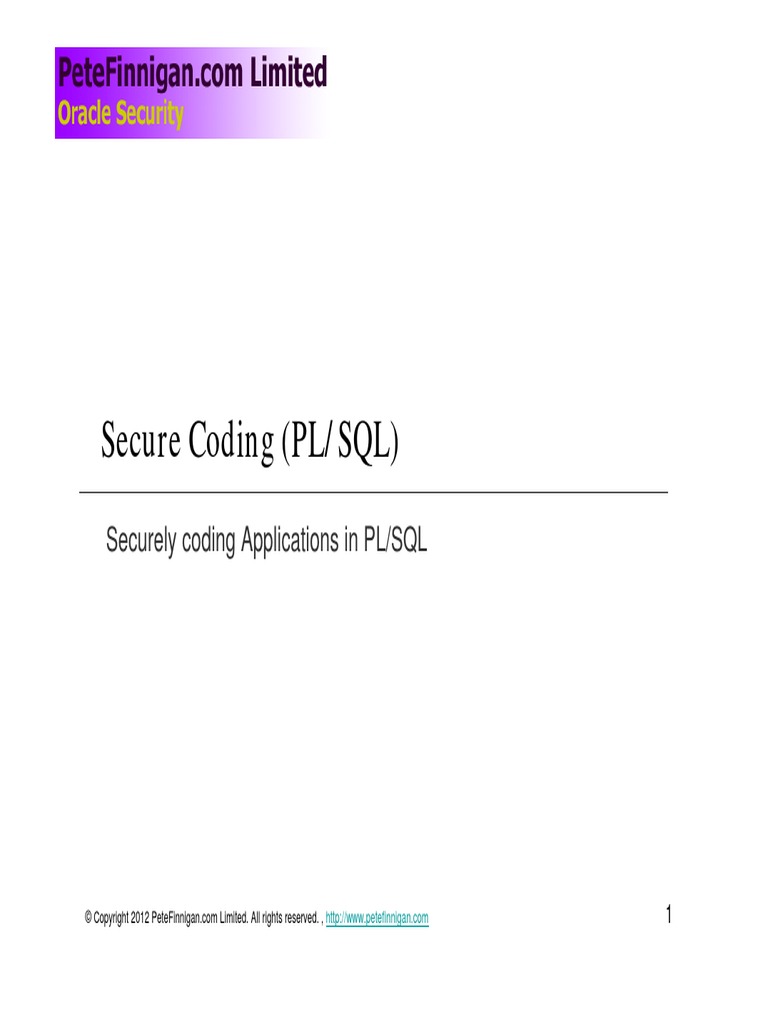 Secure PL SQL Coding | PDF | Oracle Database | Trademark