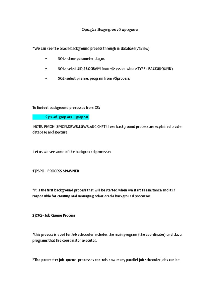 Oracle Background Processes Guide | PDF | Oracle Database | Concurrency ...