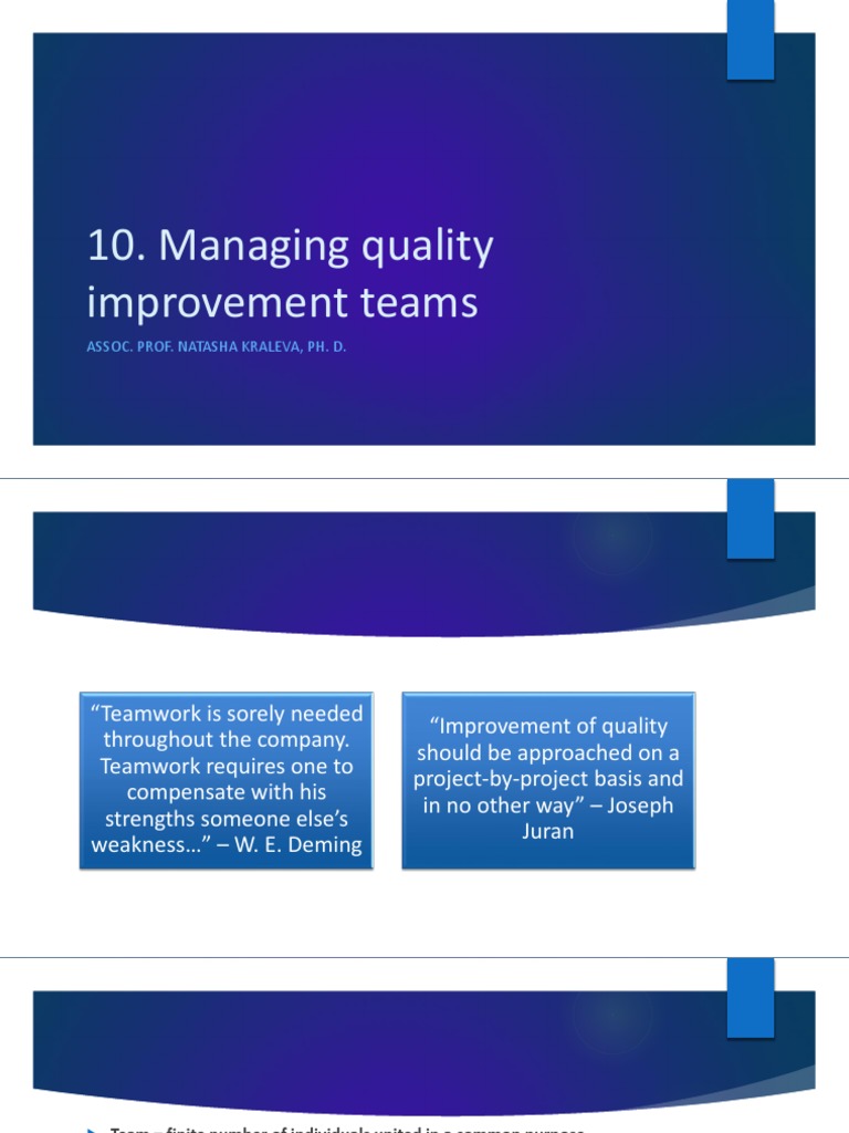 Managing Quality Improvement Teams | PDF | Empowerment | Leadership