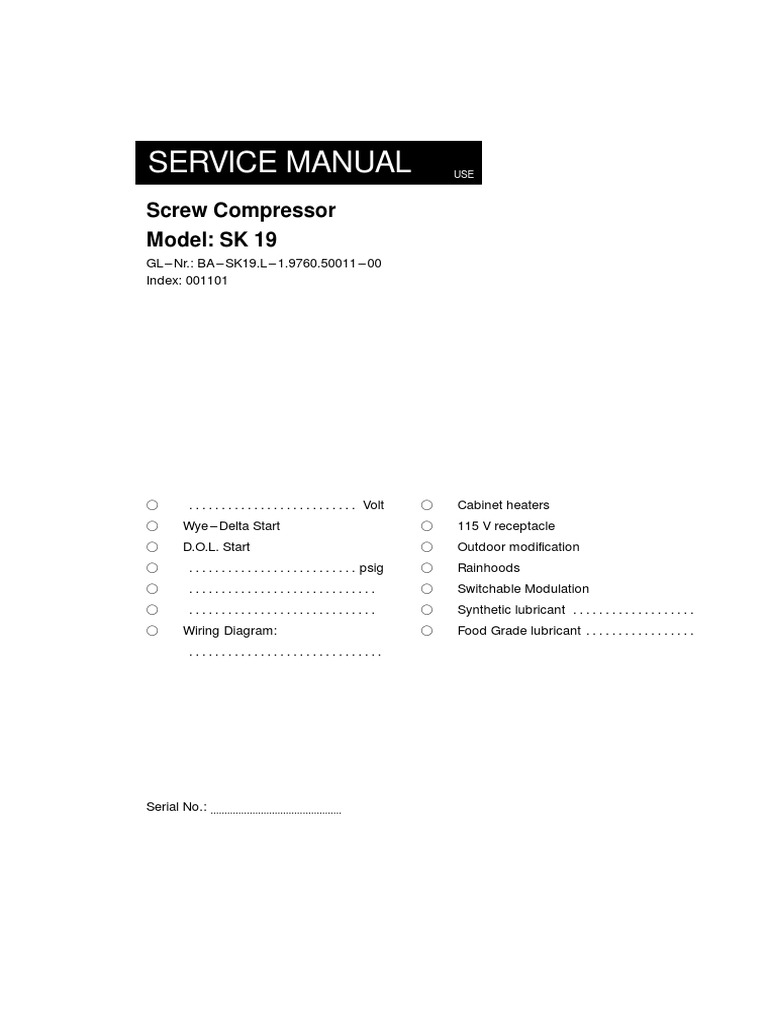 Service Manual Kaeser Sk 19 Pdf Lubricant Motor Oil