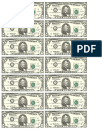 Dollar Bills Fives Sheet