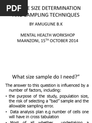 Sample Size Determination Pdf Sample Size Determination Sampling Statistics