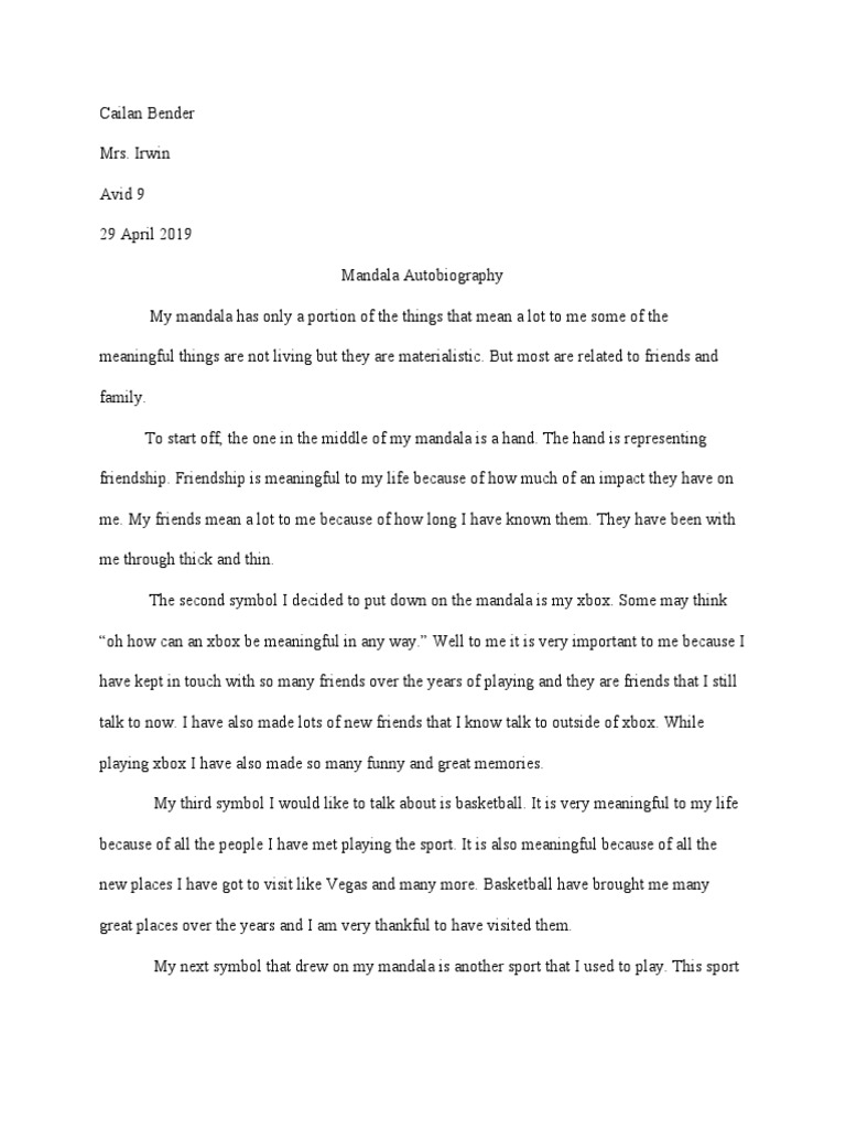 mandala autobiography essay