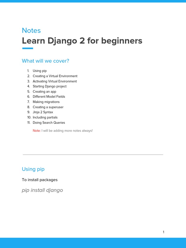 Beginner's Guide to Django 2 Notes | PDF | Python (Programming Language ...