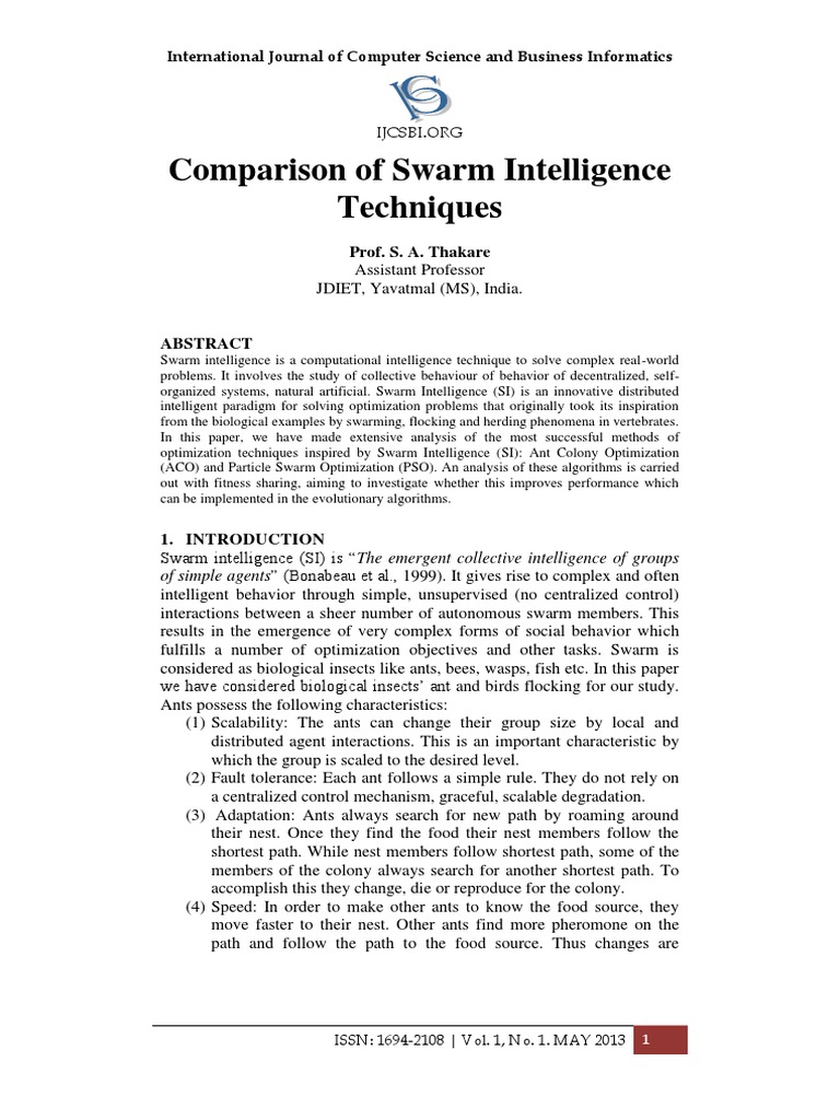 Swarm Intelligence Techniques Comparison | PDF | Applied Mathematics ...