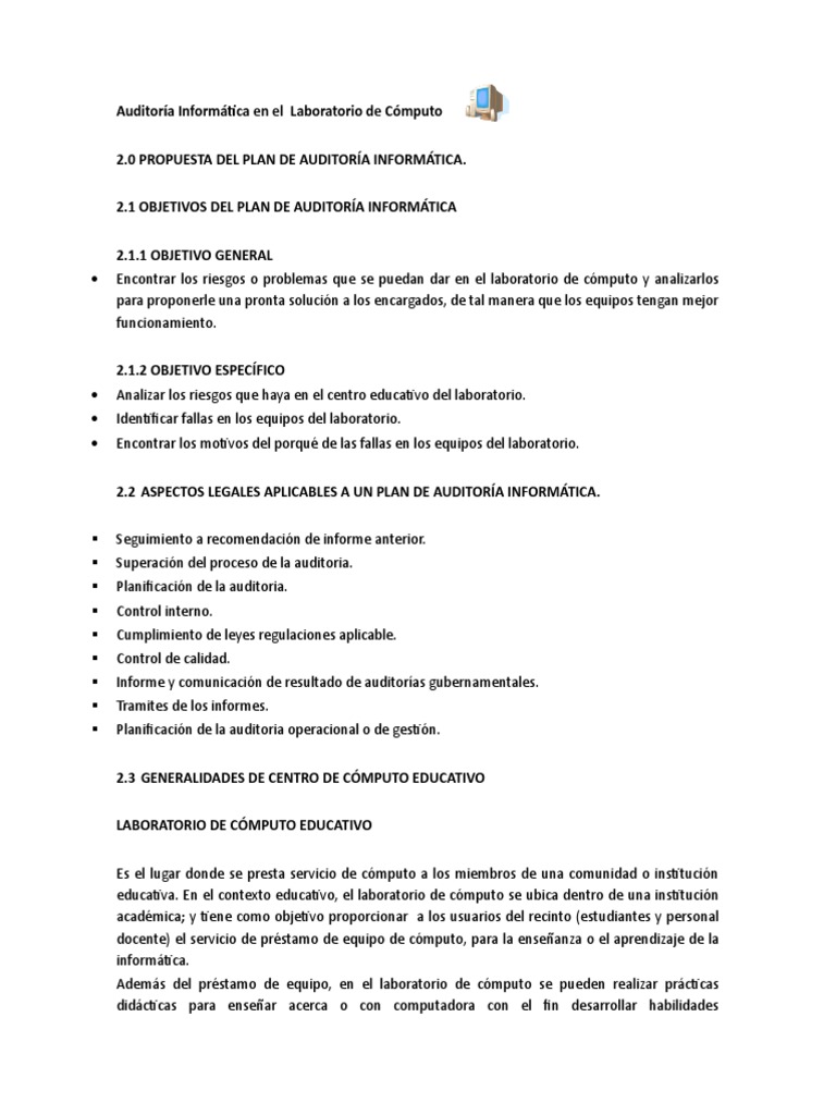 Auditoria Informatica en Un Laboratorio de Computo | PDF | Hardware de ...