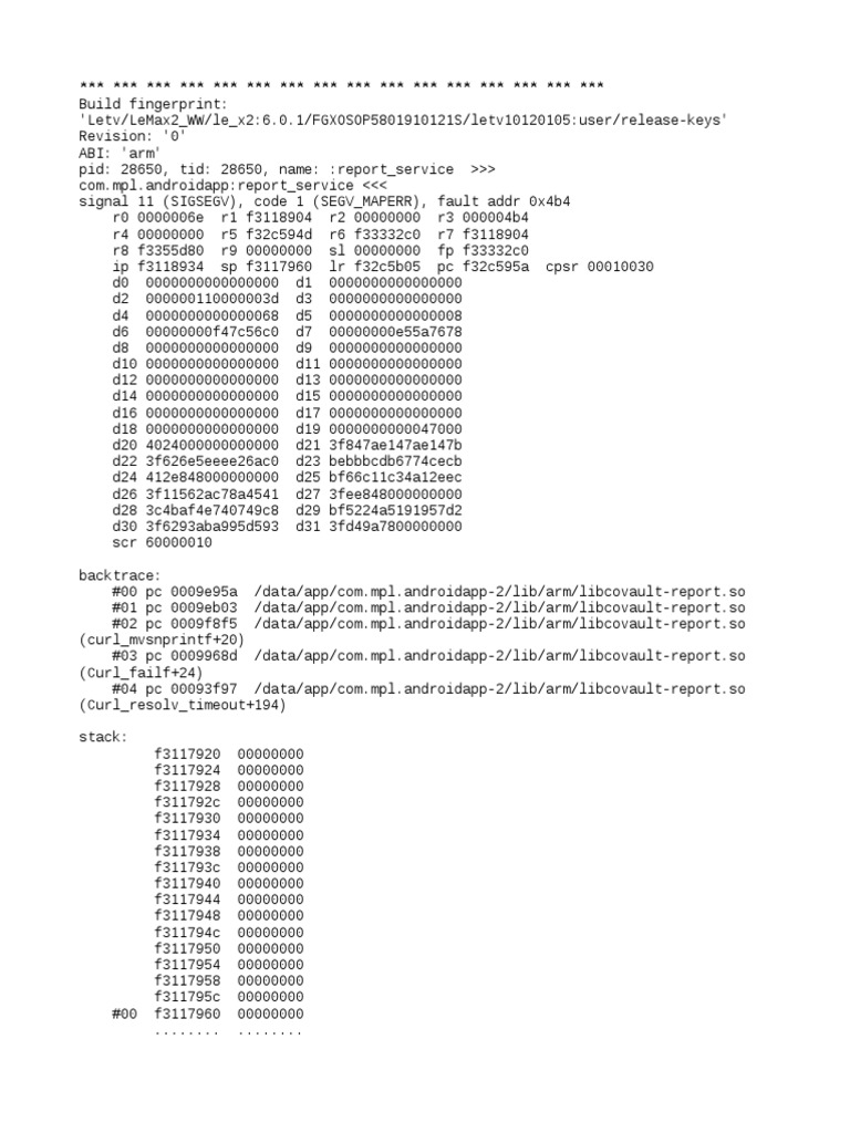 Libc Crash Report for Android App | PDF | Teaching Methods & Materials ...