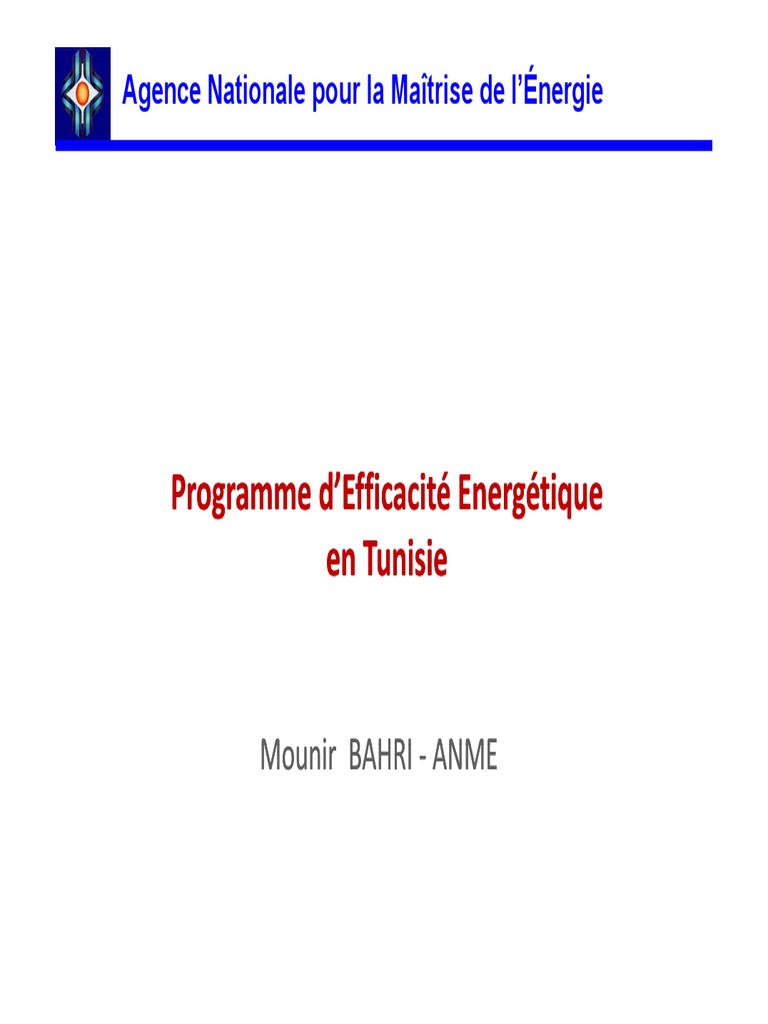 Efficacité Énergétique en Tunisie | PDF | Conservation de l'énergie ...