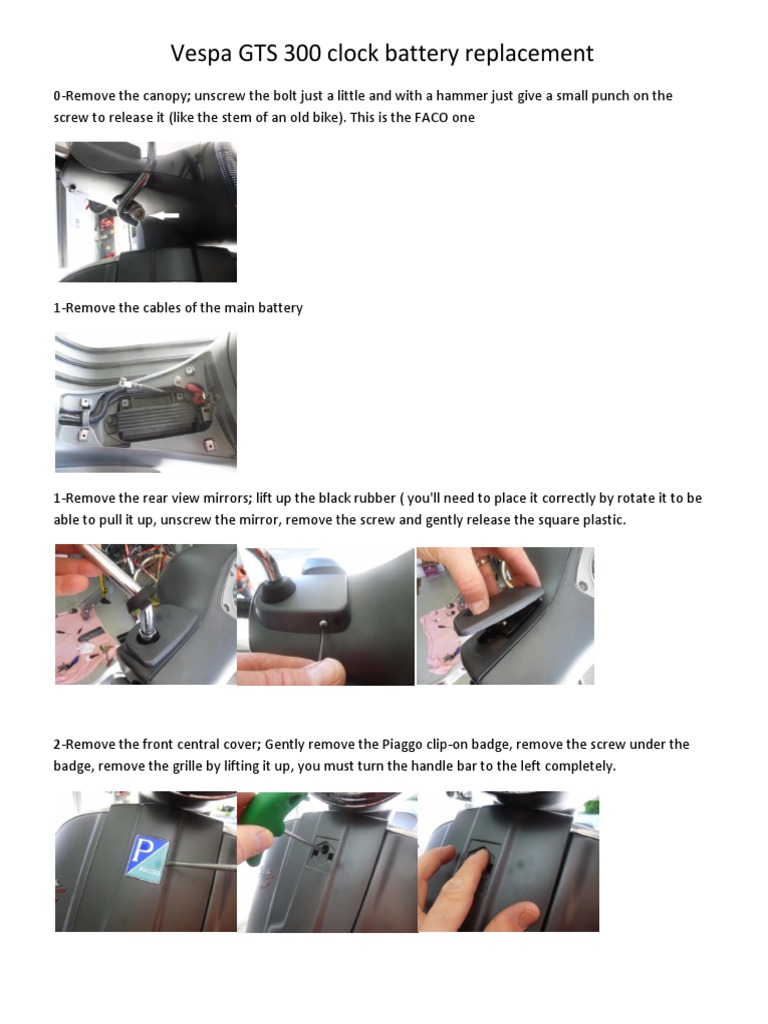 Vespa Gts 300 Clock Battery Replacement 12589 PDF