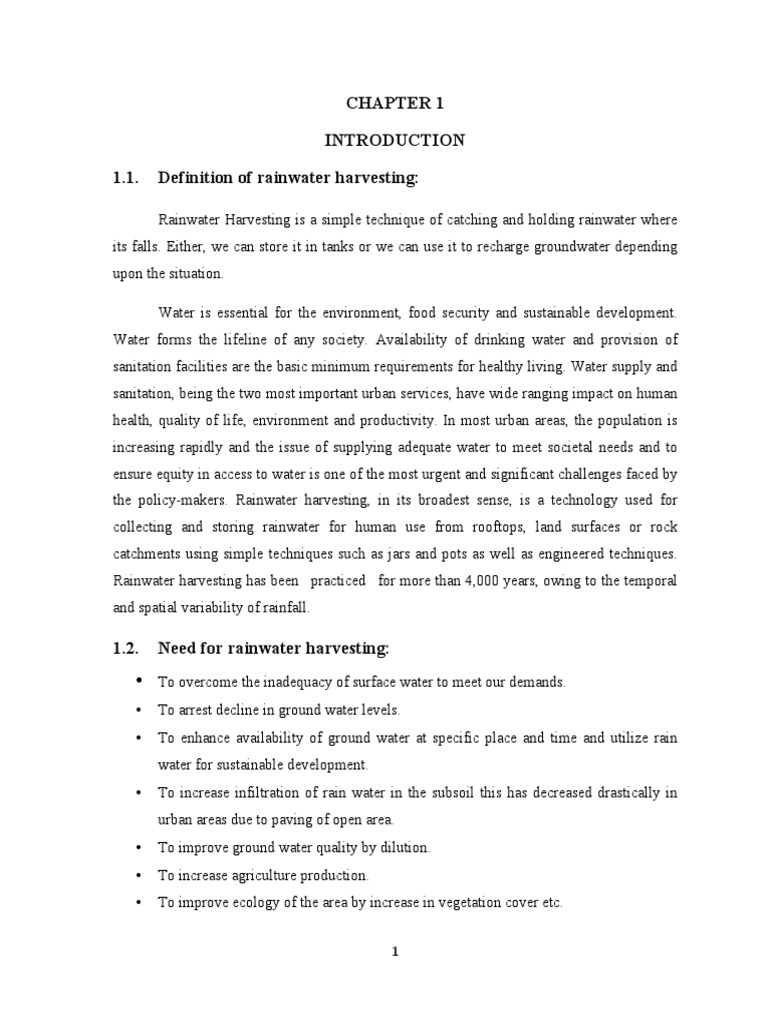 Rain Water Harvesting Report PDF | PDF | Surface Runoff | Soil