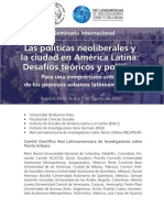 Convocatoria: Las Políticas Neoliberales y La Ciudad en América Latina: Desafíos Teóricos y Políticos