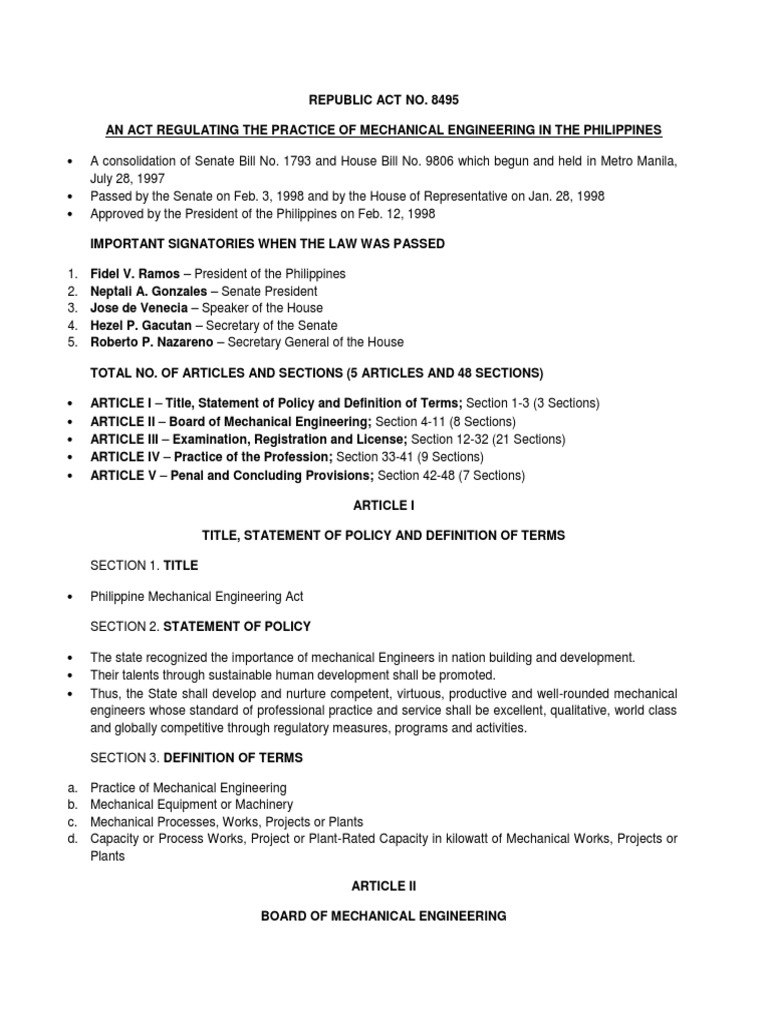 Republic Act | PDF | Licensure | Engineer