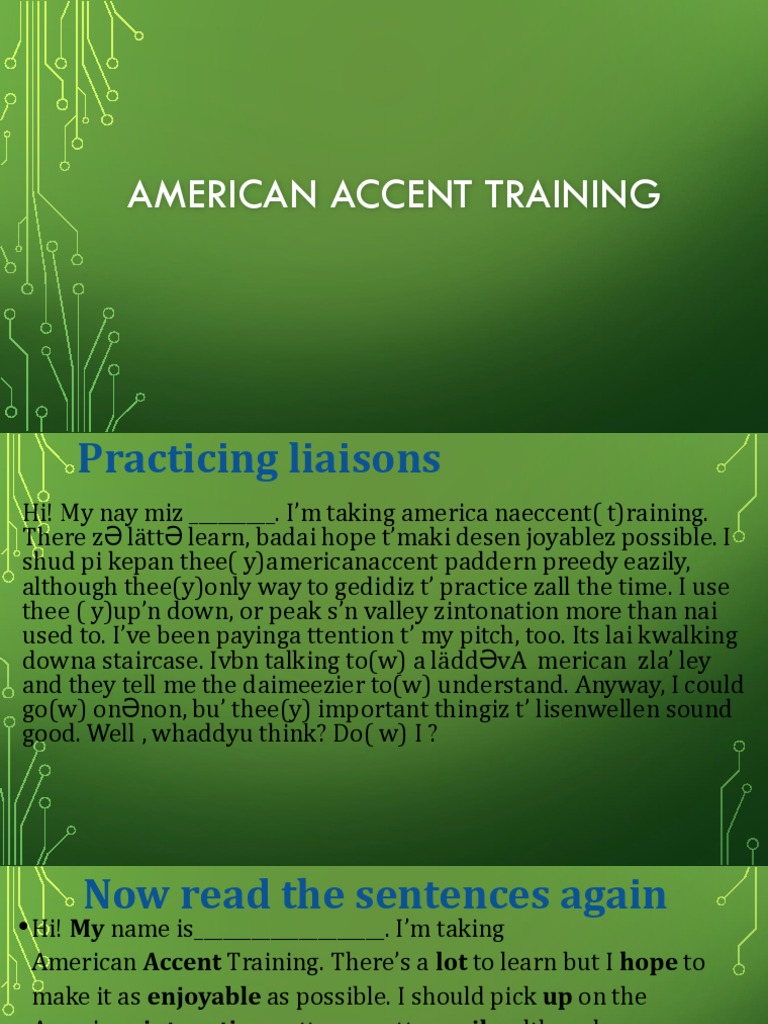 American Accent Training Practice Guide | PDF | Language Arts & Discipline