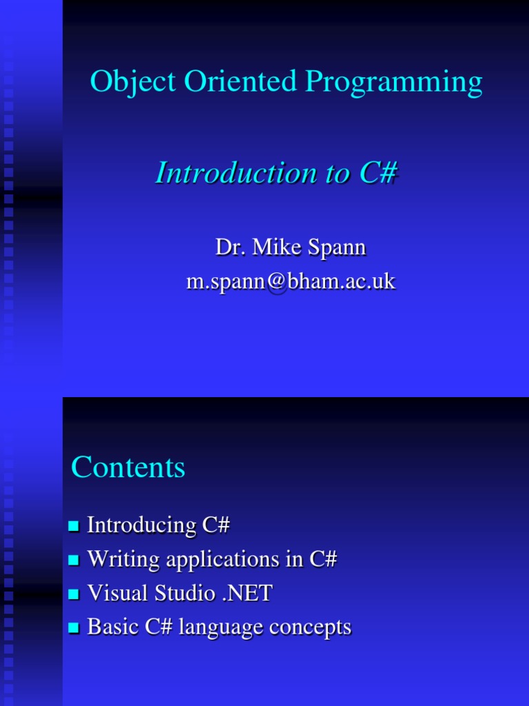 Object Oriented Programming: Introduction To C# | PDF | Data Type | C ...
