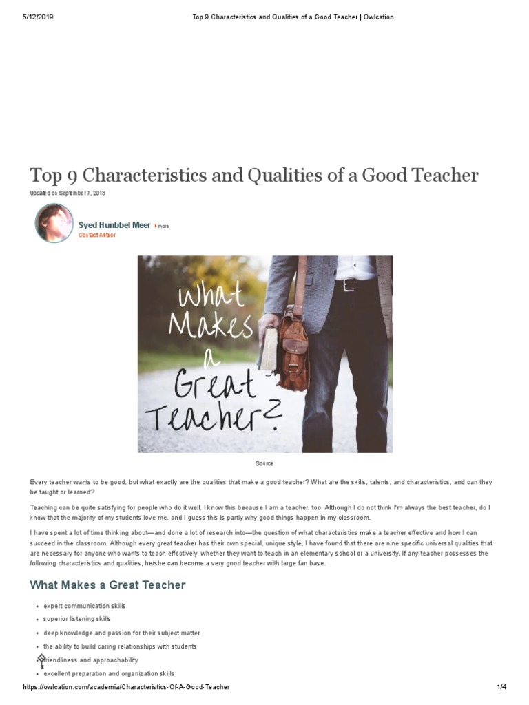 9 Essential Qualities of Great Teachers | PDF | Teachers | Communication