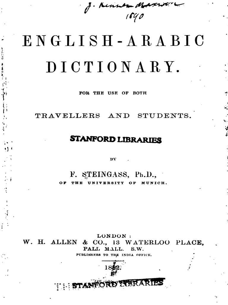 Steingass Eng Arab 1882 Pdf Arabic English Language
