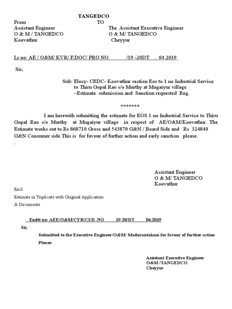 Encl. Estimate in Triplicate With Original Application & Documents | PDF