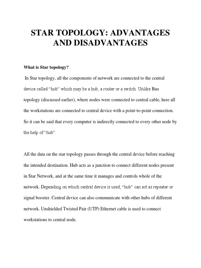 Star Topology: Advantages and Disadvantages | PDF | Network Topology