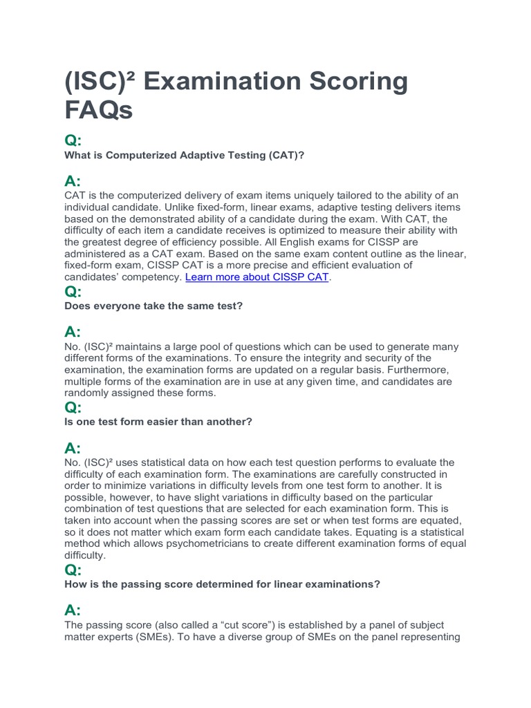 Exam Scoring - FAQ Answered | Download Free PDF | Psychometrics | Test ...