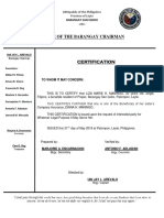 Barangay Certification