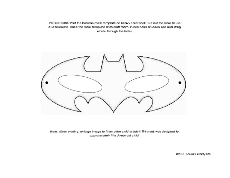 Batman Mask Printable Coloring Page For Kids