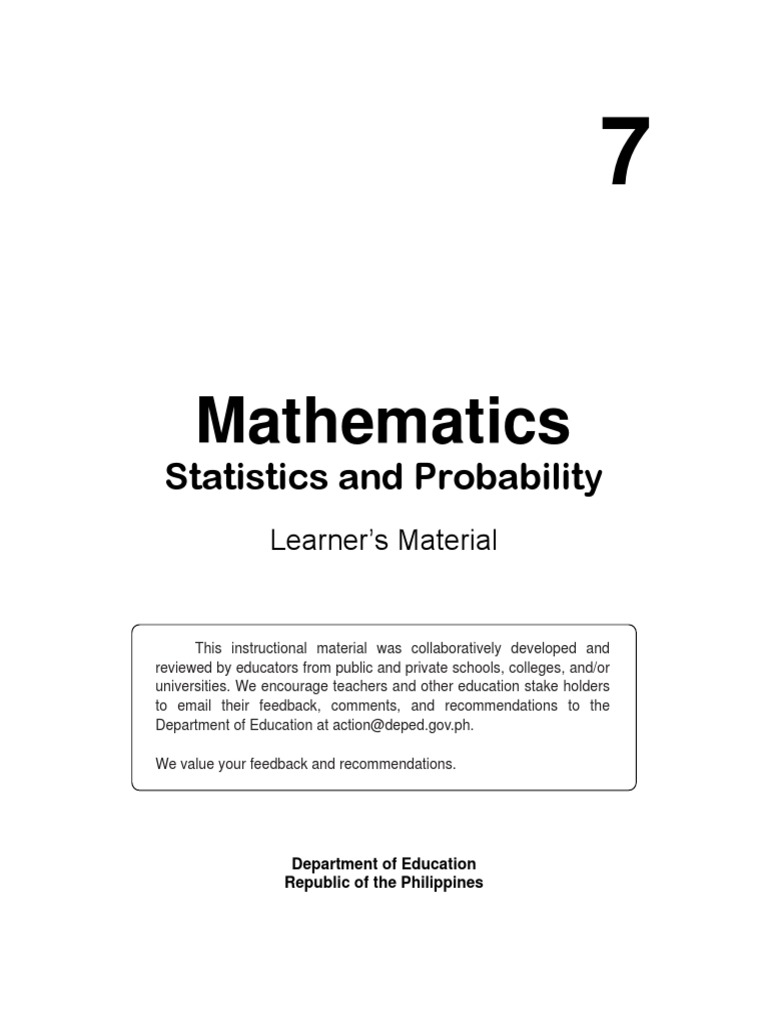 Math 7 LM-Statistics v2.0 | PDF | Mode (Statistics) | Histogram