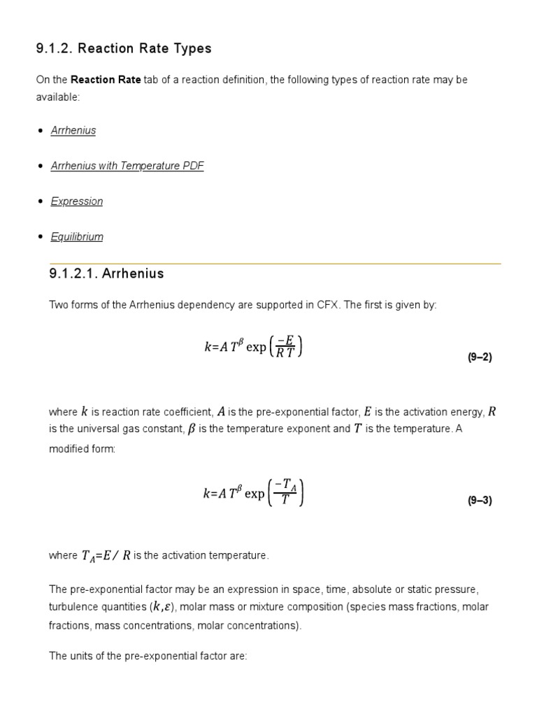 Types of Reaction Rates in CFX | PDF | Reaction Rate | Temperature